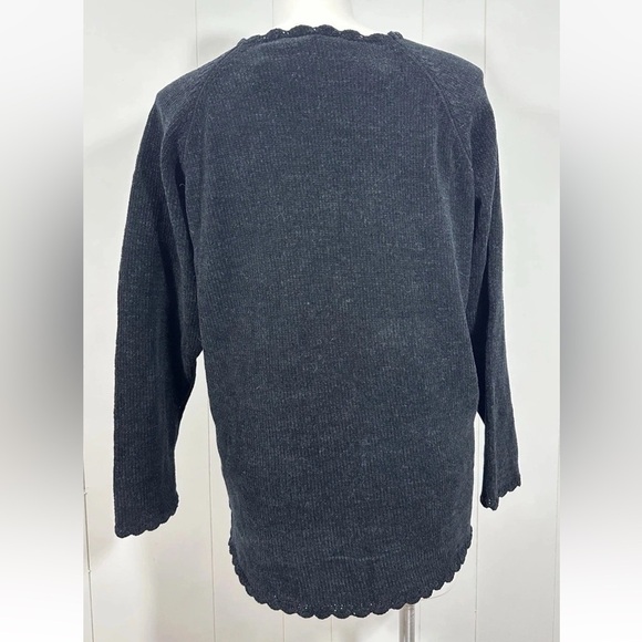 NWT Outside Additions by Stan Herman Sz 1X Black Sweater Neck/Sleeve/Hem Decor - Picture 5 of 9